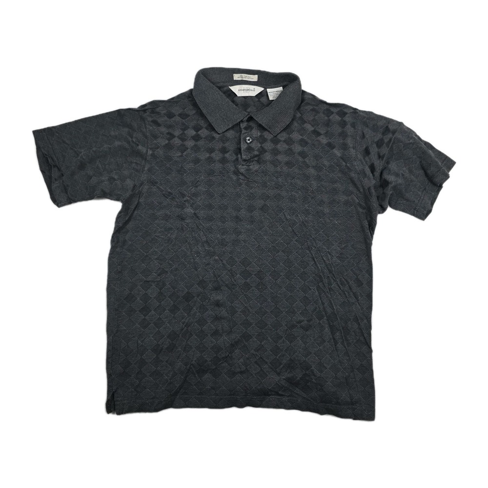 Knightsbridge Mens Gray Mercerized Cotton Diamond Jacquard Polo Shirt Medium